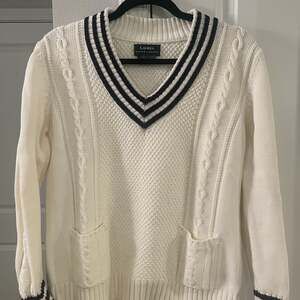 Ralph Lauren Vintage Cable Knit Cricket Sweater | White Cotton Preppy Classic